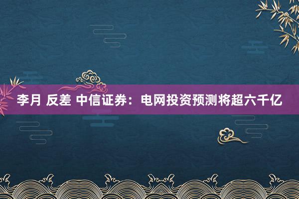 李月 反差 中信证券：电网投资预测将超六千亿