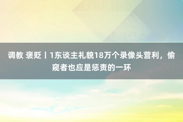 调教 褒贬丨1东谈主礼貌18万个录像头营利，偷窥者也应是惩责的一环