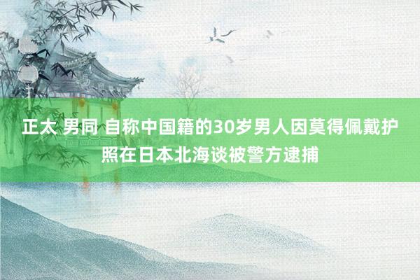 正太 男同 自称中国籍的30岁男人因莫得佩戴护照在日本北海谈被警方逮捕